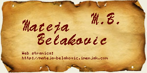 Mateja Belaković vizit kartica